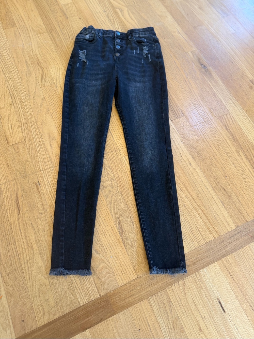 Ladies Size 16 "True Craft" Dark Black High-Rise Skinny Jeans Buttons Snaps GUC